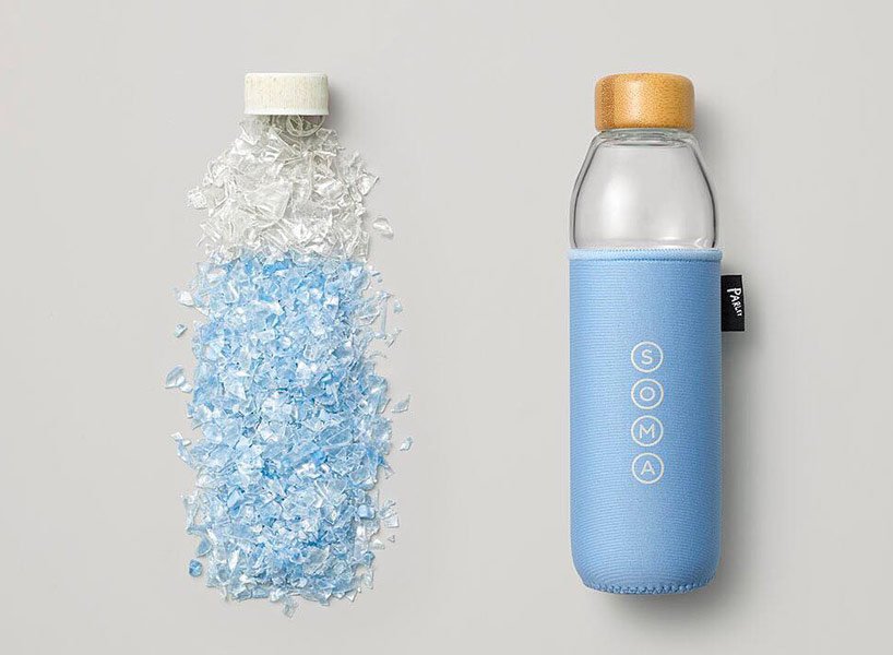 Recycled Glass Water Bottles with Sleeve